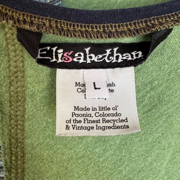 Elisabethan Upcycled Patchwork 3/4 Sleeve Scoop Neck A Line Tunic Top Size Large - Picture 5 of 9